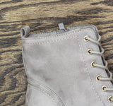 Journee Collection Lace Up Block Heel Faux Suede Combat Boots BAYLOR Gray 9M
