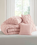 510 Design Diamond Pucker Woven 4-Piece Comforter Set Pink Full / Queen