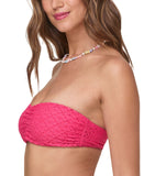 Andie Eyelet Bandeau Bikini Top with Removable Cups AT389 Begonia Pink L