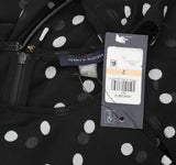 Tommy Hilfiger Sleeveless Belted Polka Dot Chiffon Midi Dress Black / Ivory 2