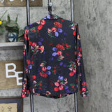 INC International Concepts Button Up Pajama Shirt Top Midnight Garden Black XS