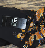 MSK Round Neck Contrast Sheer Long Sleeve Midi Shift Dress Black / Multi PS