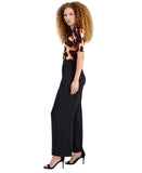 RACHEL by Rachel Roy Twisted Short- Sleeve Jumpsuit Leopard Black Multi 2XL