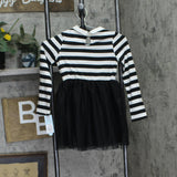 Cat & Jack Girls Long Sleeve Halloween Striped Tulle Dress 90628278 Black S