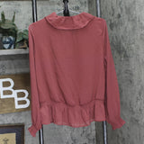 Universal Thread Womens Long Sleeve Blouse 92235298 Dark Mauve Pink XS