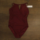 Mimi Flamingo Womens Soleil Solids Ivey One Piece Swimsuit Henna Red 16