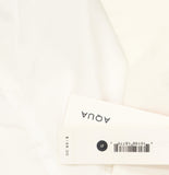 Aqua Linen Blend Square Neck Button Front Collarless Jacket Ivory Off White S