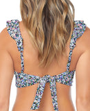 Raisins Cannes Ditsy-Print Ruffled Bikini Top L710187 Black Multi M