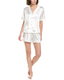 Flora by Flora Nikrooz Womens Jacquard Dot Shirt Pajama Top White M