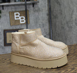 Wild Fable Womens Missy Platform Booties with Memory Foam Insole Beige Brown 8M