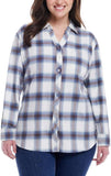Weatherproof Vintage Long-Sleeve Lightweight Plaid Flannel Shirt Blue L