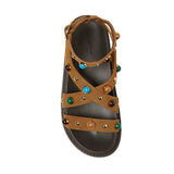 Universal Thread Criss Cross Gemstone Studded Sandals Brown Multi / Black 9.5M