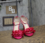 Nina Womens Lisa Mid Heel with Ruffle Sandal Parfait Pink 8.5M