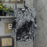 Laurie Felt Womens Long Sleeve Lined Blouse Shirt Top Black / White 2XS