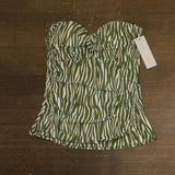 Anne Cole Modern Twist-Front Bandeaukini Swim Top Sierra Woodblock Green L