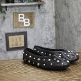 A New Day Womens Pull On Studded Flats Black / Silver 6.5M