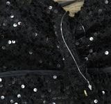 Donna Karan Petite Square-Neck Sequinned Button Down Belted Dress Black 8P