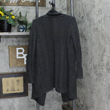 Leo & Nicole Womens Chunky Kinit Open Front Cardigan Sweater Charcoal Gray S
