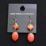 New York & Company Dangly Gemstone Drop Earrings Gold / Red 2"