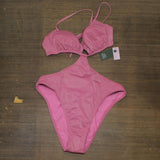 Wild Fable Womens Cut Out One Piece Swimsuit Pink Lurex L