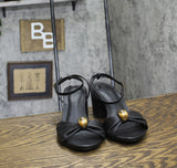 Steve Madden Womens Caden Heeled Sandal CADE07S1 Black Leather 9M