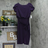 Kensie Womens Tulip-Sleeve Tie-Waist Dress KDTP2921 Eggplant Purple 6