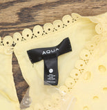 Aqua Womens Crop Cotton Eyelet Sleeveless Top AQ9704 Butter Yellow XL
