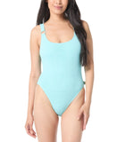 Vince Camuto Womens Textured Scoop Neck Ring One Piece Swimsuit Oasis Blue 8