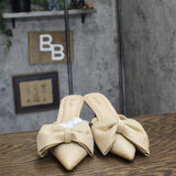 On 34th Womens Alaynaa Pointed-Toe Bow Mule Pumps 10022665500 Natural Brown 10M