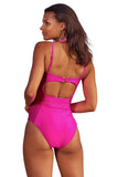 Becca Monte Carlo Virtue Ring Ribbed One-Piece Swimsuit 221057 Azalea Pink L