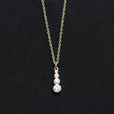 Triple Round Cut Crystal Stacked Pendant Necklace Gold / Clear 16" + 3"