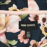 Room Service Womens 2-Piece Shawl Collar Pajama Set 1730042 Pink/Black Floral S