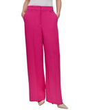 DKNY Aero Crepe Mid Rise Wide Leg Pants XD5P2051 Vivid Pink 14P