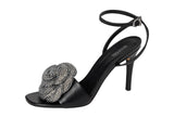 Michael Michael Kors Elodie Sandals Heeled Rosette Stiletto Heels Black 9M