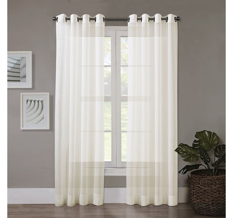 Regal Home Solid Grommet Top Sheer Single Curtain Panel Ivory Off White 50x95