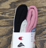 Champion Womens Varsity Striped 3pack Cushion Crew Socks Pink Multi 4-10