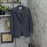 Calvin Klein Womens Single Button Blazer Suit Jacket Charcoal Gray / Cream 6