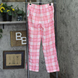 Max & Olivia Plaid Flannel holiday Bow Pajama Pants Pink / Red Plaid L (10/12)