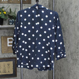LC Lauren Conrad 1 Button Lightweight Blazer Jacket Navy / White Polka Dot S
