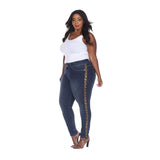 White Mark Plus Size Super Stretch 3 Pocket Jeans Dark Wash Leopard Blue 16W