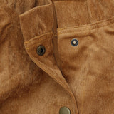 LaBellum by Hillary Scott Womens Peplum Corduroy Jacket with Trim Cognac Brown M