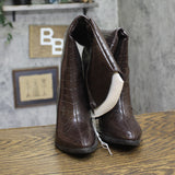 A New Day Cairo Faux Crocodile Almond Toe Knee High Boots 94568713 Brown 5.5M