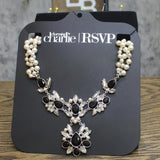Charming Charlie by RSVP Necklace with Pendant Silver Gray / Black 17" + 3"