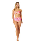 Anne Cole Foulard Twist Bandeau Bikini Swim Top Tie Dye Foulard Orange Multi XS