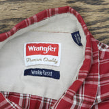 Wrangler Mens Plaid Short Sleeve Pocket Button Up Shirt Red Plaid L