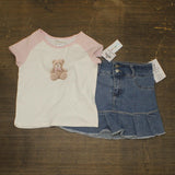 Rare Editions Big Girls 2-Piece Shirt Skirt Set F441515 Blush Pink 10