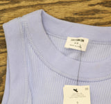Cotton On Womens Ribbed Logo Sleeveless Shirt Top Frosted Blue S