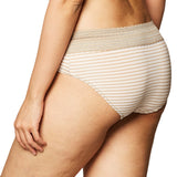 Warner's No Problems Comfort Waist Panty Toasted Almond Stripe Brown 3XL