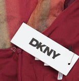 DKNY Womens Abstract V-Neck Belted Dress Midi Brush Stroke Brown Multi 8