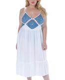 Raviya Crochet Flounce-Hem Cover-Up Dress 76613X White / Blue 0X